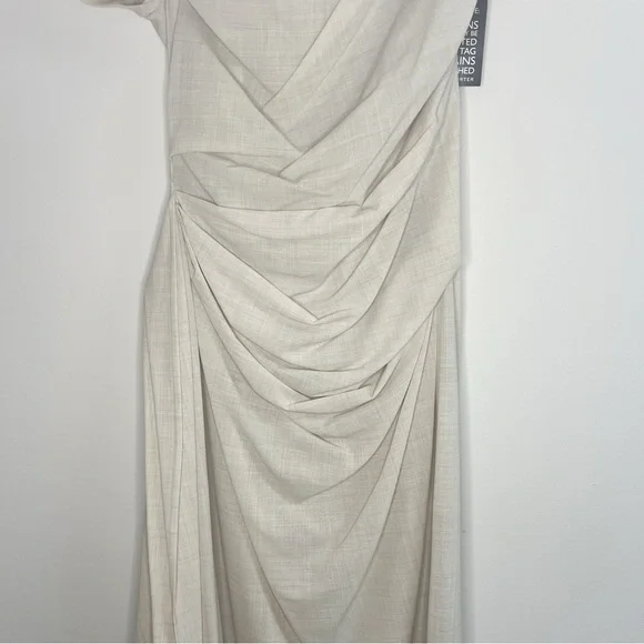 Talbot Runhof Cream draped wool-blend voile midi Dress Size 10 US / 40 D - Picture 3 of 11